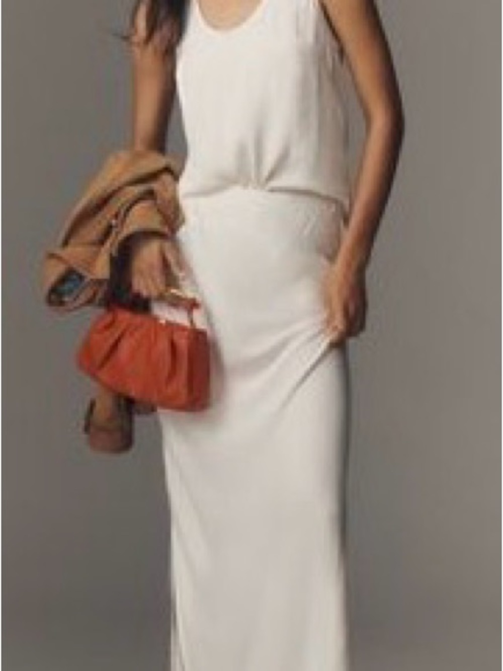 Anthropologie TILDA MAXI SLIP SKIRT SIDE-SLIT IVORY size PETITE SMALL NWT